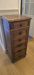 Victorian Tallboy Chest | Rouge Marble Top Secret Compartment | Antique French