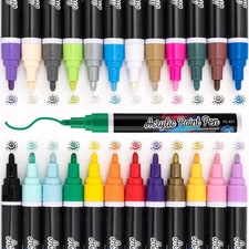 24 Colors Acrylic Paint Pens Marker, Permanent Acrylic Paint Markers for Rock...