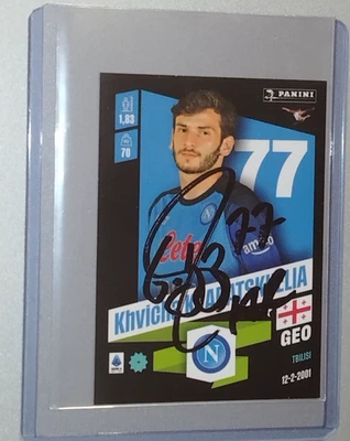 AUTOGRAPH KHVICHA KVARATSKHELIA 77 ROOKIE SSC NAPOLI FOOT PANINI 2022 23 GEORGIA - Photo 1/3