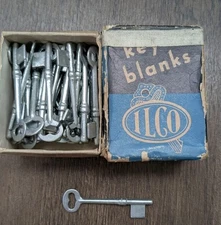 33 Ilco Barrel Steel Skeleton Key Mortise Door Lock Wedge Shaped Uncut Blank 3"