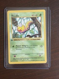 1995 weedle pokemon card 69 102 069/102 / Common Card Type / HP / Stage Vintage Pokemon Trading Card Game