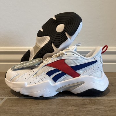 Reebok Turbo Restyle Unisex Casual Shoe White/Vector Red/Cobalt Size Men's 4.5