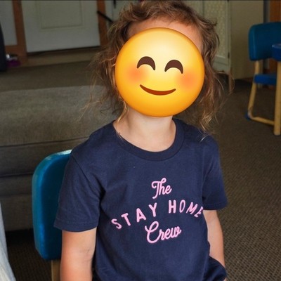The Wishing Elephant Stay Home Crew Graphic T-shirt, Size Small 6-8