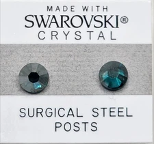 Green Gray Round Stud Earrings 7mm Shimmer Crystal Made with Swarovski Elements