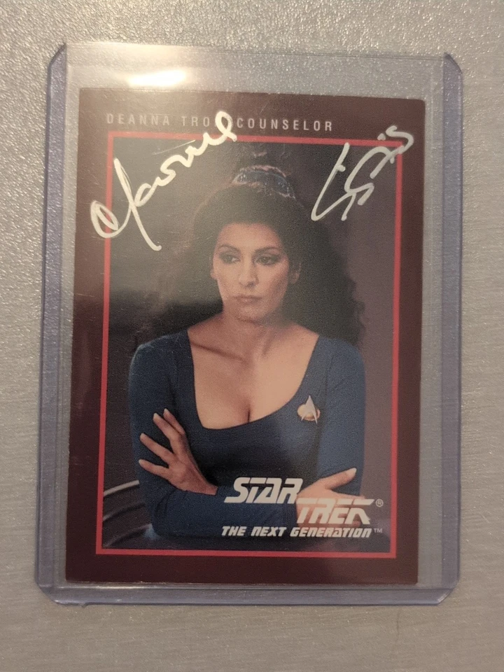😳 WOW! Marina Sirtis 🔥 Counselor Deanna Troi 1991 Impel Star Trek #114 AUTO 🎯 - Image 2 of 4