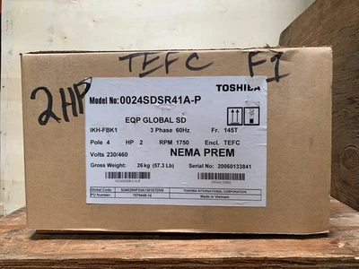 TOSHIBA 2HP Motor - New condition - Model # (0024SDSR41A-P) - Image 1 of 4