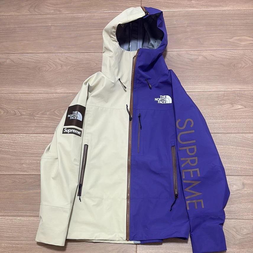 Veste Supreme X The North Face coutures collées fendues coquillage marron
