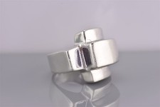 Sterling Silver 19mmPuffy Curved Step Out Modernist Band Ring 14g 925 Sz: 8