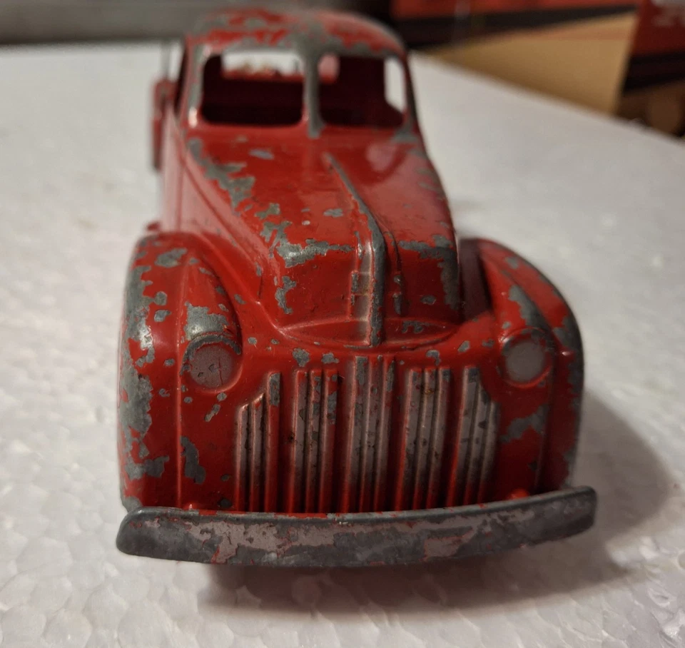 Camión grúa diecast Hubley Kiddie Toy #474 de colección de los años 50, falta barra de remolque Foto 3 de 4