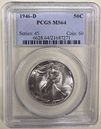 1946 D Walking Liberty Half Dollar PCGS MS64 Exact Coin Imaged