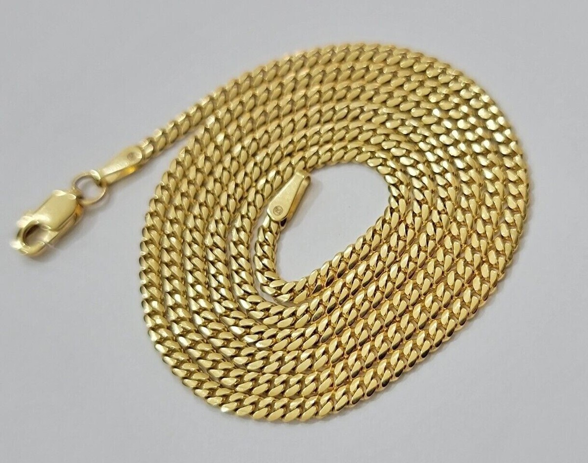 【60cm】【18K刻印あり】【Miami Cuban】 Real 18kt Yellow Gold Miami Cuban Chain Necklace 2mm 20 Inch