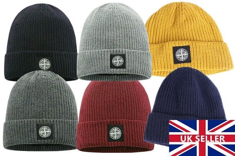 Knitted Mens Womens Stone Winter Warm Thick Cap Cuffed Knit Stretch Beanie Hat - Image 2 of 4