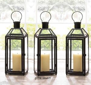 6 Large Wood Metal Lantern 13" Tall Rustic Candleholder Wedding Centerpieces