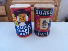 LOT OF 2 VINTAGE QUAKER OATS BOXES 1 LB 4 OZ. SIZE RECIPES SEED OFFER