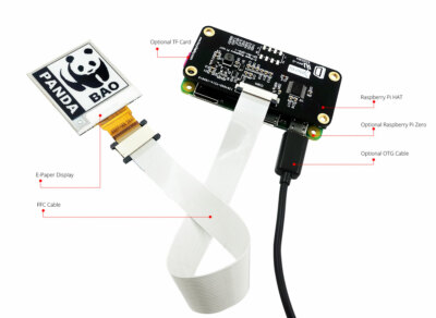 Black 1.54 inch e-Ink Display Panel w/Raspberry Pi HAT,ePaper Screen 152x152 