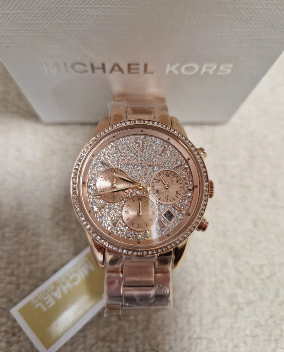 Michael Kors Uhr MK7302 Damen Armband NEU rose Glitzer Edelstahl 5