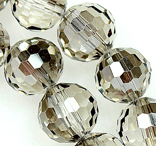 10mm Faceted grey Crystal Quartz Round Loose Beads 35pcs