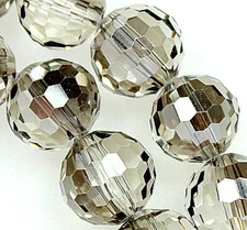 10mm Faceted grey Crystal Quartz Round Loose Beads 35pcs