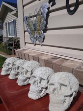 Fire Pit,Gas Firelog Style, Imitated Human Skull,Fire Resistant Set Of 4