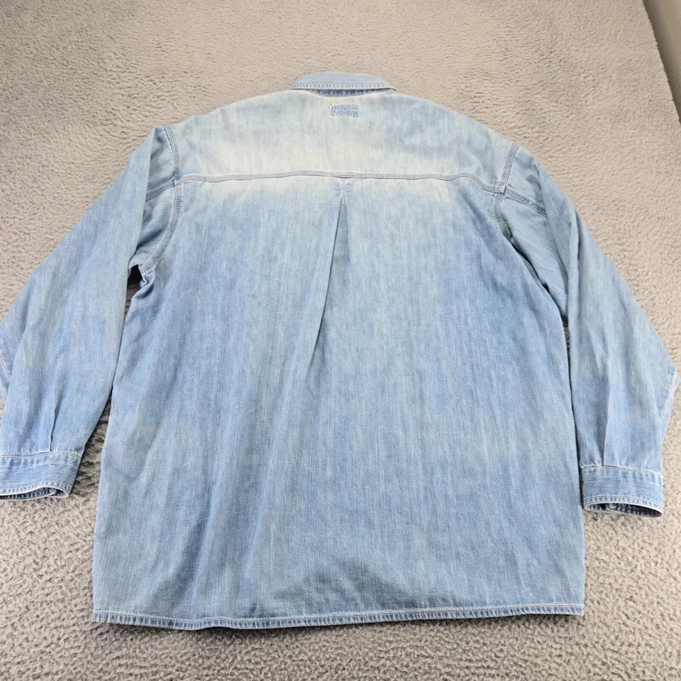 Camisa Diesel Masculina XL Azul Denim Vintage Cowboy Rodeio Intensidade Mecânica Roupa de Trabalho - Imagem 3 de 4