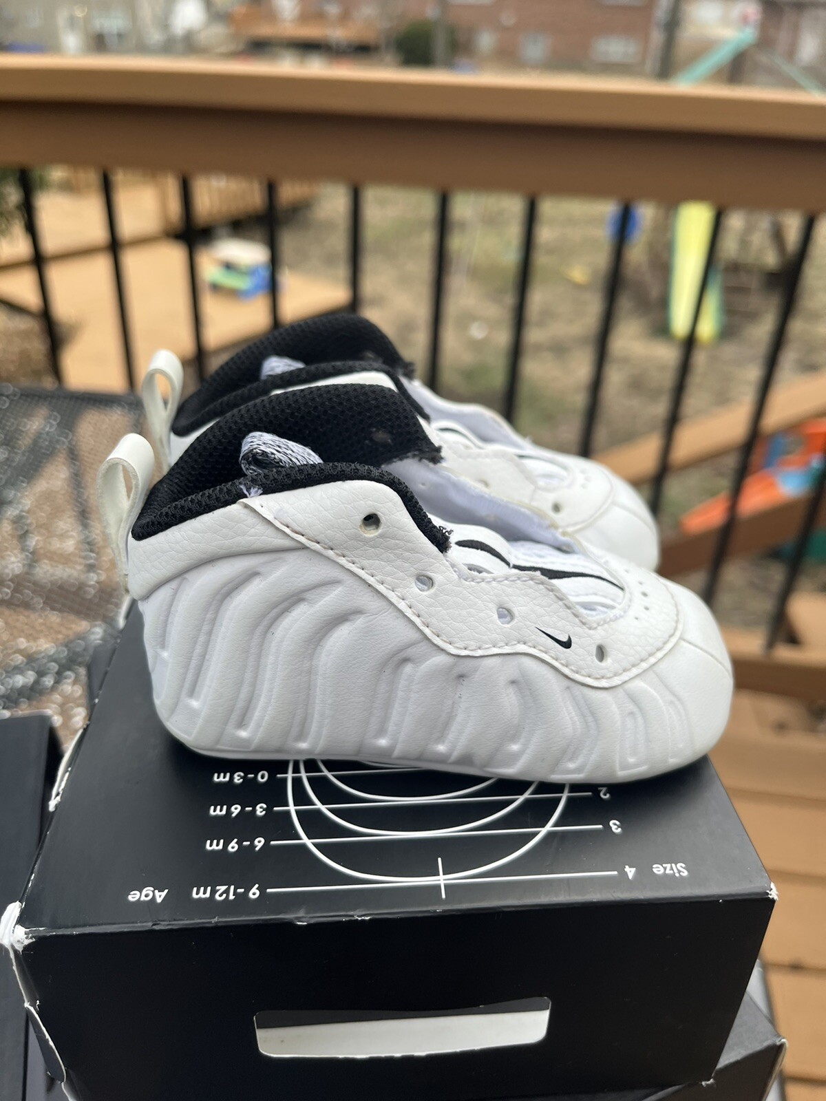 PONY Nike Lil Posite One (CRIB) fondo morbido bianco nero taglia 4C Penny Hardaway