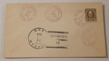 USS Wyoming (BB 32) April 2 1939 registered parcel post Portsmouth Virginia