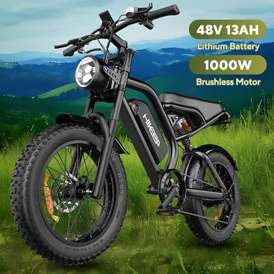 Hikeep Electric Bike 20" Fat Tire 1000W Peak 48V 15Ah Mountain e bike for Adults