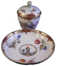 Antique 18thC KPM Berlin Porcelain Superb Lidded Cup & Saucer Porzellan Tasse