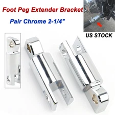 Chrome 2-1/4" Foot Peg Control Extender Bracket For Harley Touring Male mount