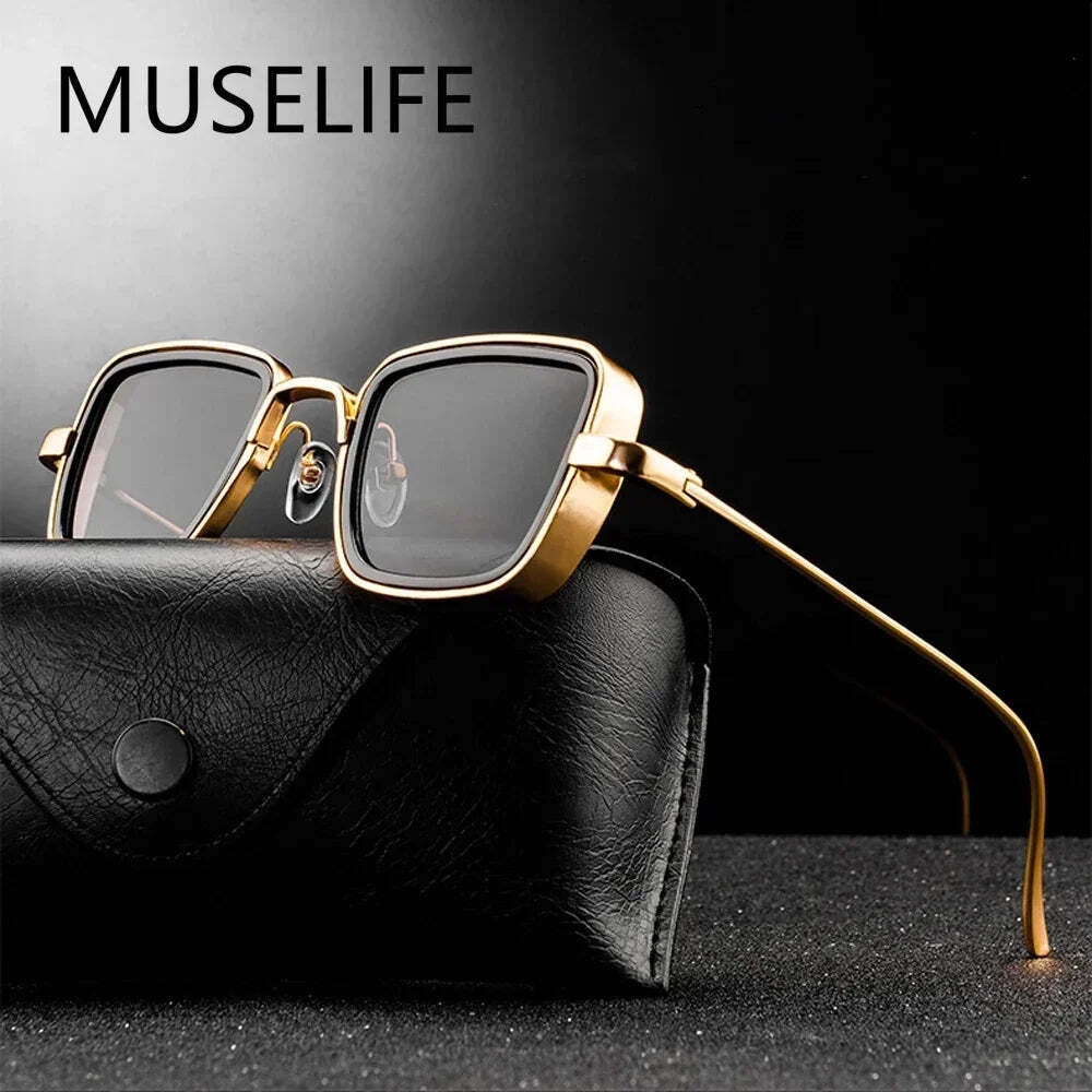 Vintage Steampunk UV400 Retro Square Sunglasses for Men  display picture 1