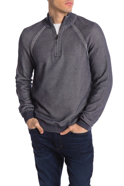 vintage atelier $128 Tailor Vintage ,1/4 Zip Birdseye Knit Pullover, Navy, M | eBay