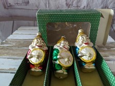 Vintage Drummer Parade Blown Glass Christmas Holiday Tree Ornament Set of 3 RARE