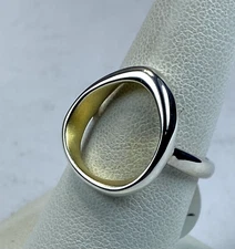 Kit Heath 2 Tone Gold / Sterling Silver 925 Size 7.5 Ring Open Circle #2537