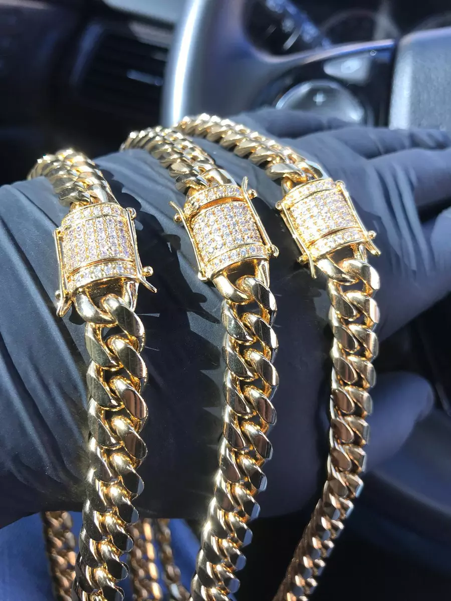 Next Level Jewelry Men's 14K Gold Plated Miami Cuban Link Chain