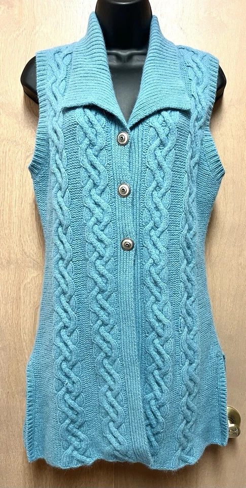Chaleco Suéter Túnica CoVelo Angora Lana Metal Botones Azul Medio Foto 2 de 4