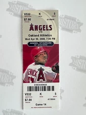 2008 Oakland Athletics at LA Angels Ticket 4/30/08 Ervin Santana Win