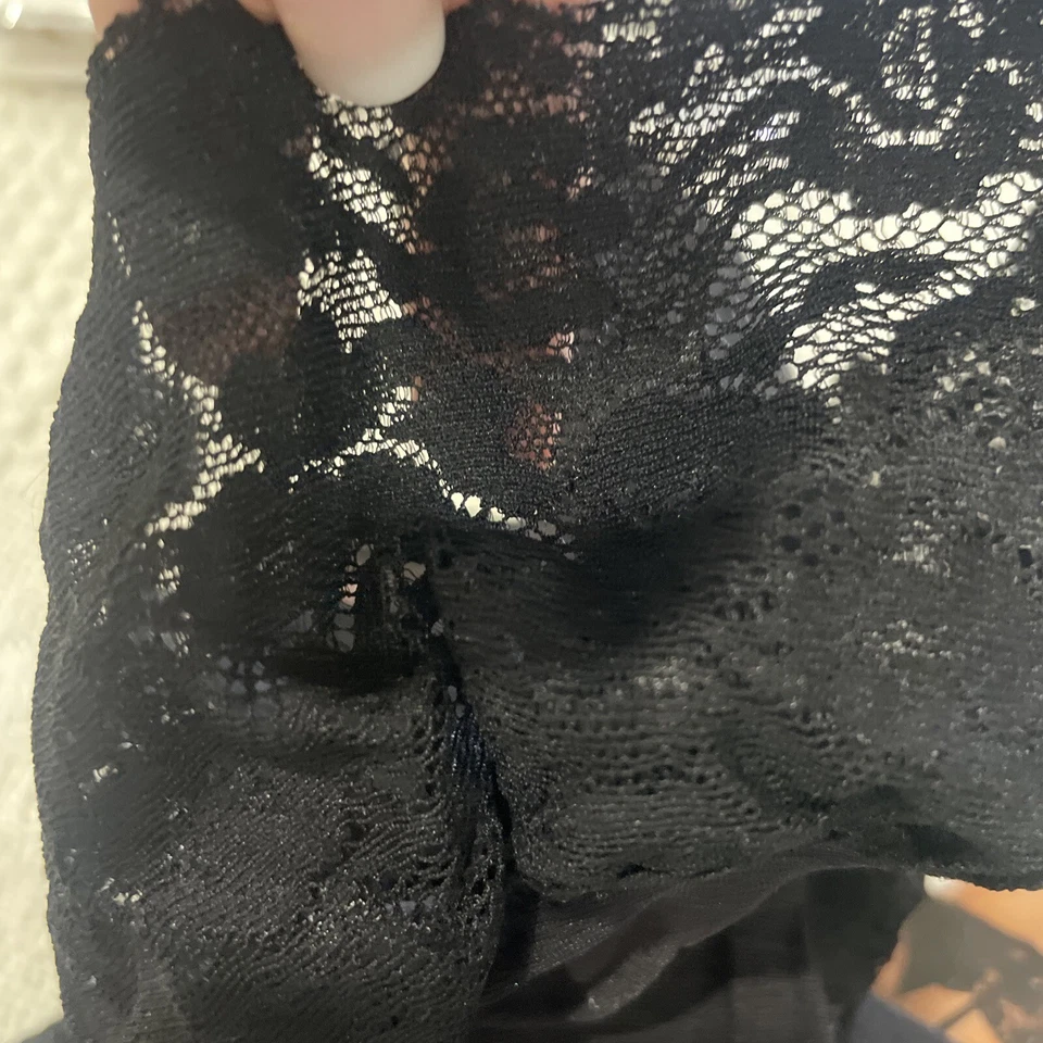 LA SENZA DREAMLEGS WIDE SEXY LACE TOP GARTER STOCKINGS BLACK M - Image 2 of 3