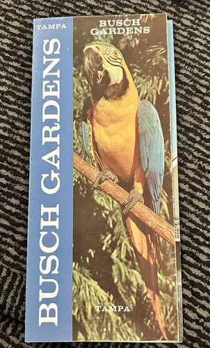 RARE Vintage Busch Gardens Tampa Map Brochure Pamphlet Beer Parrot Florida