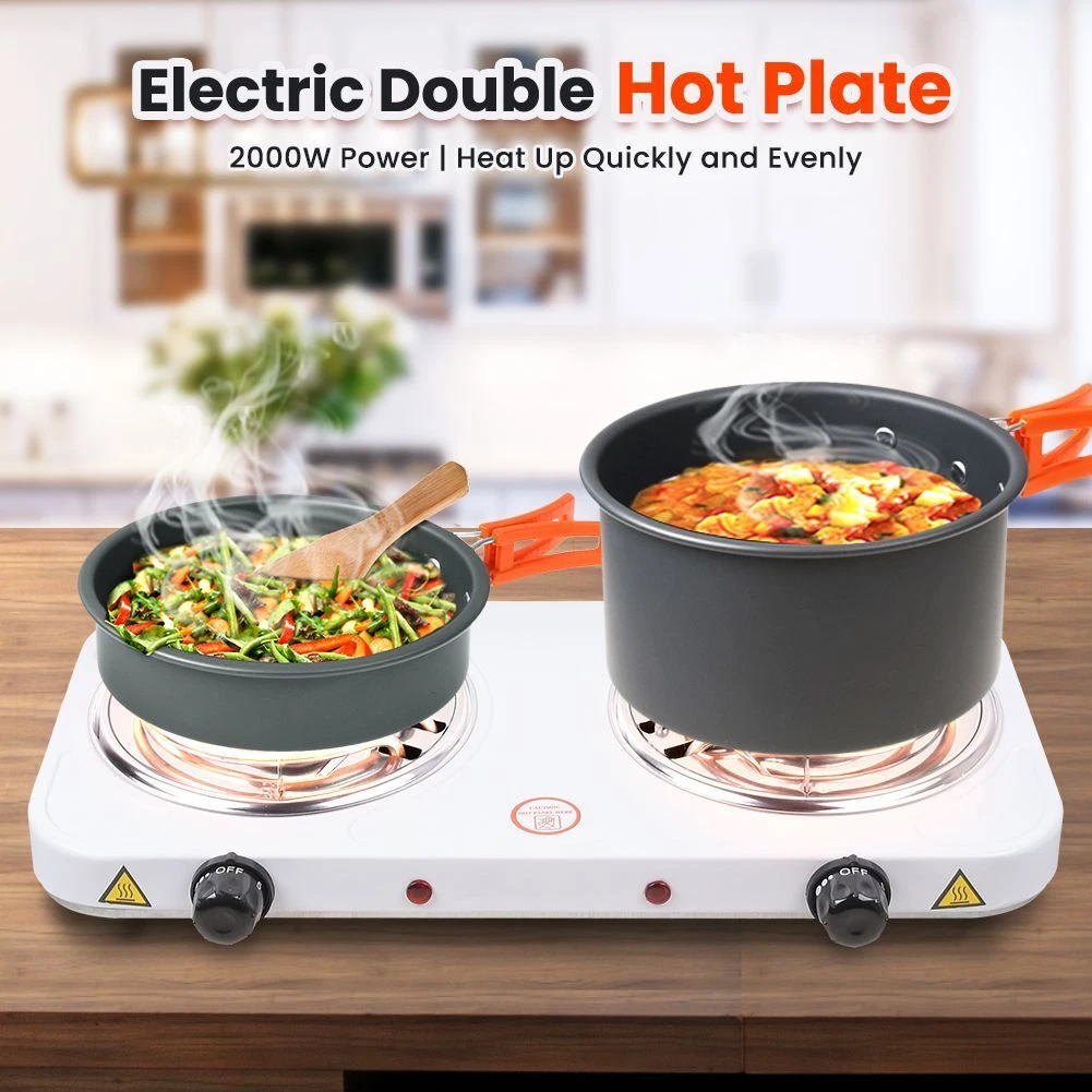 Electric Double Burner Portable Hot Plate Countertop Stove Cooker 110V