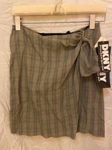 Vintage 90s DKNY Grey Plaid Wrap Skirt NWT Deadsto