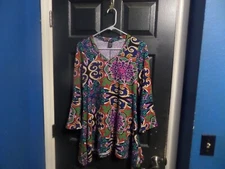 Win Win Women's Multi Color Flare Bottom Tunic Size S-M Geometric print