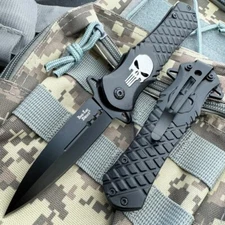 Dark Side Blades Fantasy Skull Black Spring Assisted Open Folding Pocket Knife