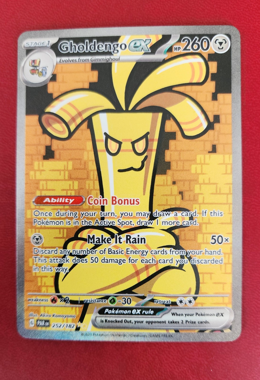 Gholdengo ex 252/182 SV04: Paradox Rift Holo Pokemon card NM FRESH