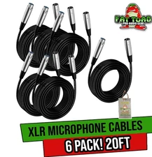 XLR Microphone Cables (6 Pack) by FAT TOAD | 20ft Pro Audio Mic Cord Patch