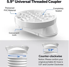 Portable AC Window Vent Kit, with 5.9” Exhaust Hose, 5.9" Coupler and Bird Gu...