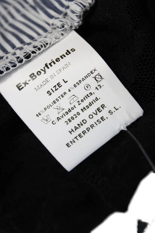 Pantalones Cortos Para Mujer Hand Over Detalle de Encaje Transparente Estampado A Rayas Negros Talla L Foto 4 de 4