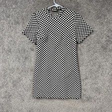 Zara Mini Bodycon Dress XS Checkerboard Cutout Back Skater Punk Mod Clubwear Y2K