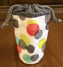 Thirty-One Bring A Bottle Insulated Bottle Holder Polka Dots Pink Green Gray