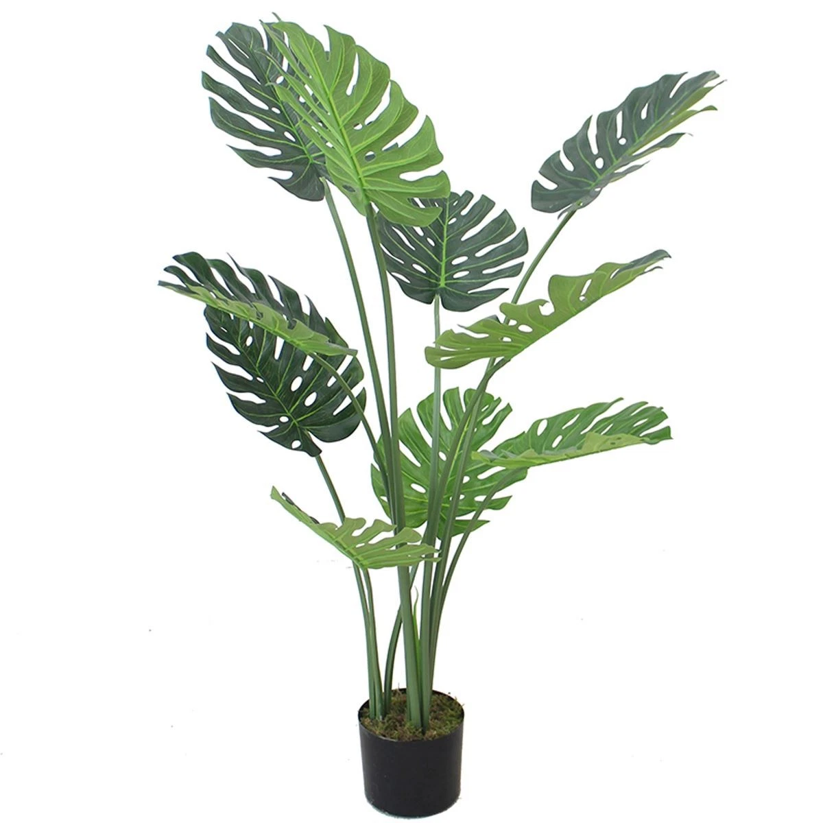 Artificial Monstera Plant 120cm Green Plastic Luxury in Black Pot Tall Realistic