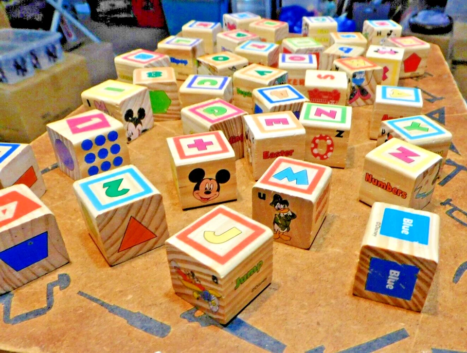 Disney Mickey & Minnie Mouse Grow & Learn 37 - 6 Sided Wood ABC Blocks - FLAW - Image 2 of 4